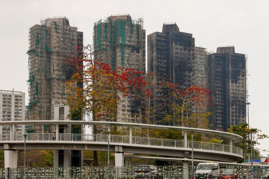 A view of Wang Fuk Court in Tai Po. Some affected residents are still adamant that the government should offer in situ redevelopment in the wake of last year’s deadly fire that destroyed seven of the estate’s eight buildings. Photo: Dickson Lee