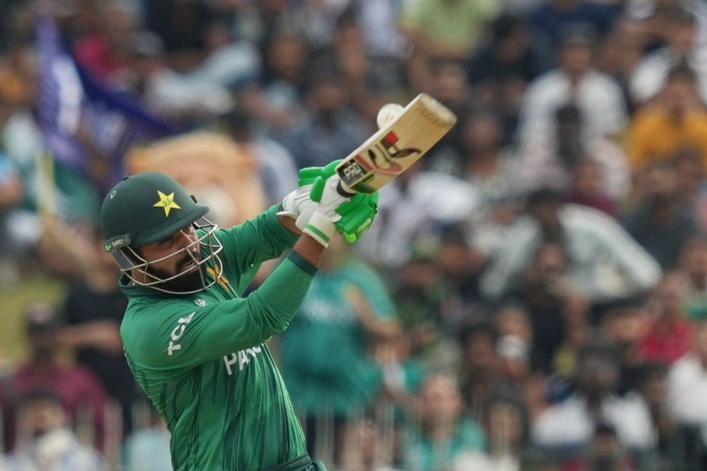 Shadab Khan, seen here playing a shot against Namibia at the T20 World Cup last Wednesday, has been among the leading Pakistani players to have played in The Hundred. Photo: AP