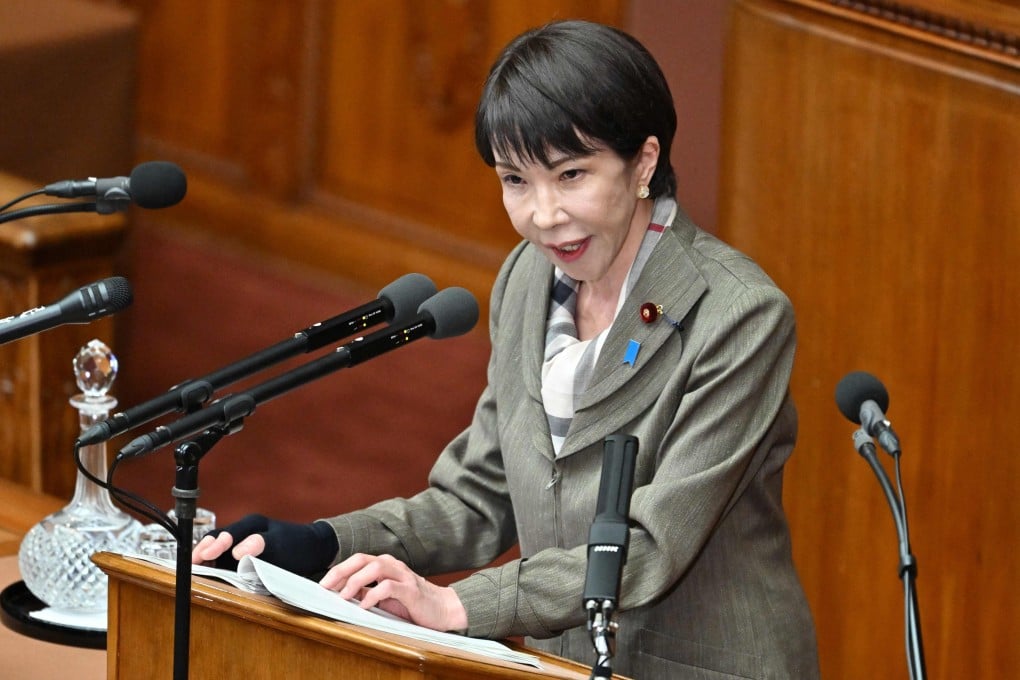 Japan’s Prime Minister Sanae Takaichi answers questions during a plenary session of the House of Representatives in Tokyo on February 24. Photo: AFP