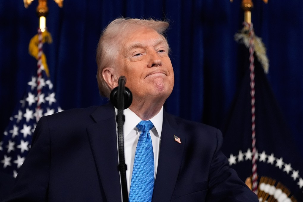 US President Donald Trump during a news conference at his Mar-a-Lago estate in in Palm Beach, Florida. Photo: AP