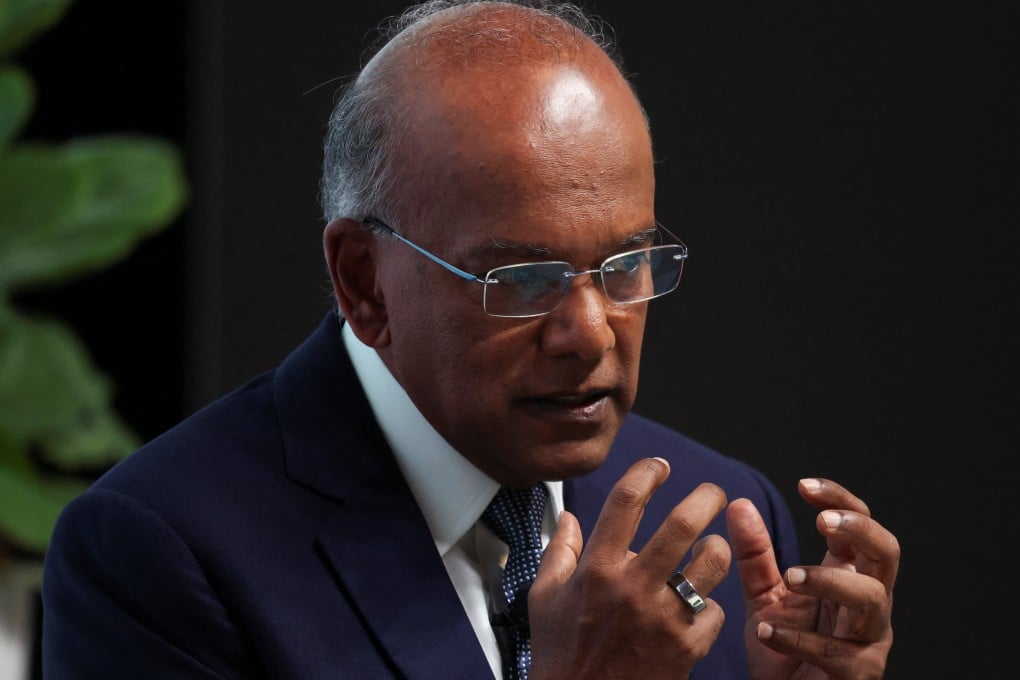 Singapore’s Coordinating Minister for National Security and Minister for Home Affairs K Shanmugam speaks at a summit in Singapore on July 9, 2025. Photo: Reuters