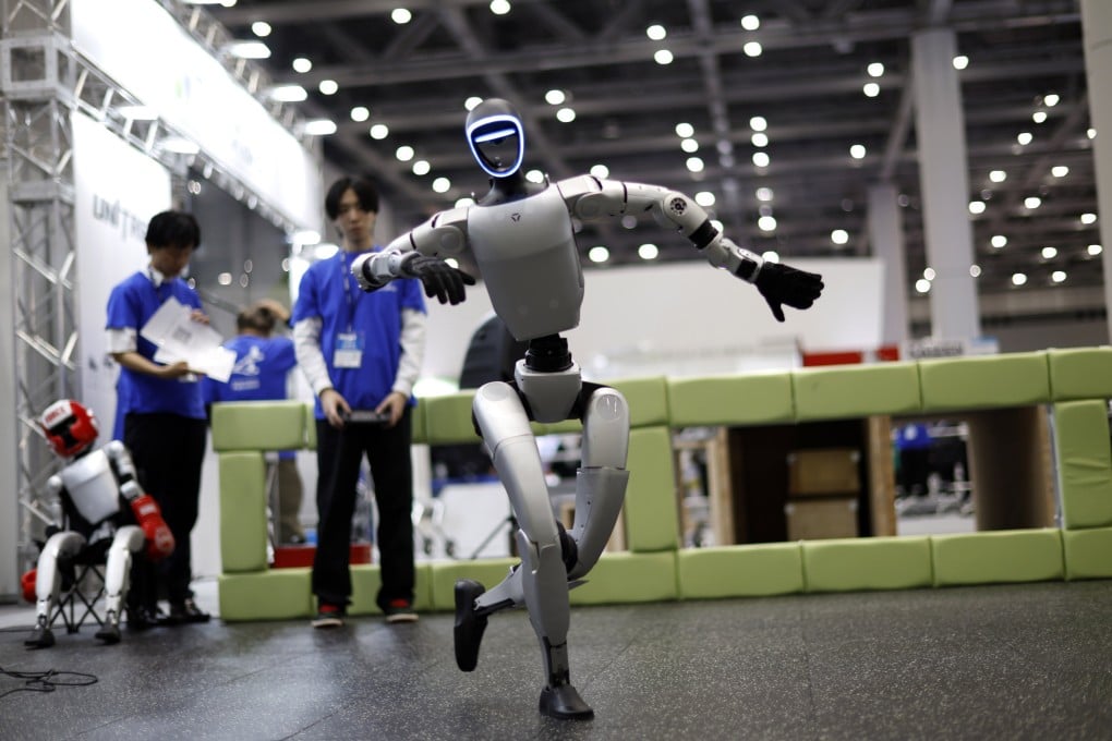 A robot by ‘little giant’ tech firm Unitree Robotics dancing at the TechShare booth during the International Robot Exhibition 2025 (iREX2025) in Tokyo, Japan, on December 3. Photo: EPA