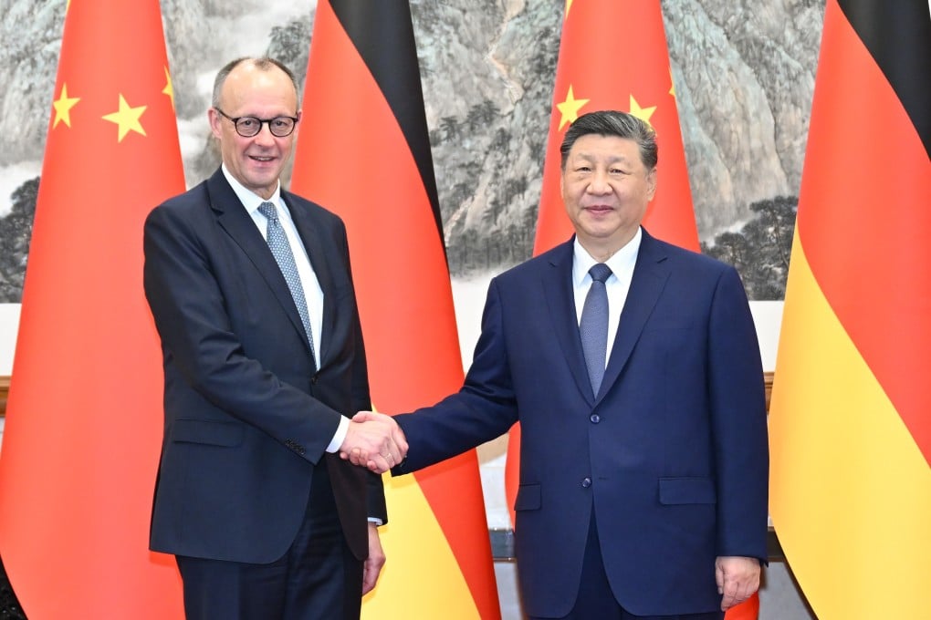 German Chancellor Friedrich Merz and Chinese President Xi Jinping in Beijing on Wednesday. Photo: AP