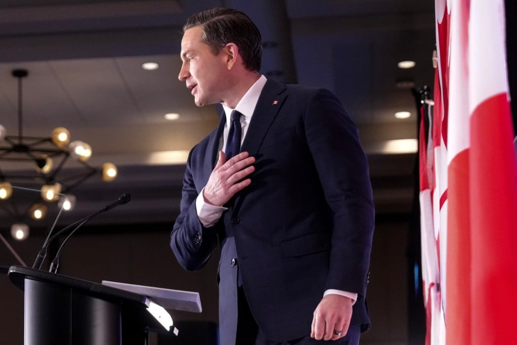Canadian conservative leader Pierre Poilievre at the Economic Club of Canada in Toronto, Ontario on Thursday. Photo: The Canadian Press via AP