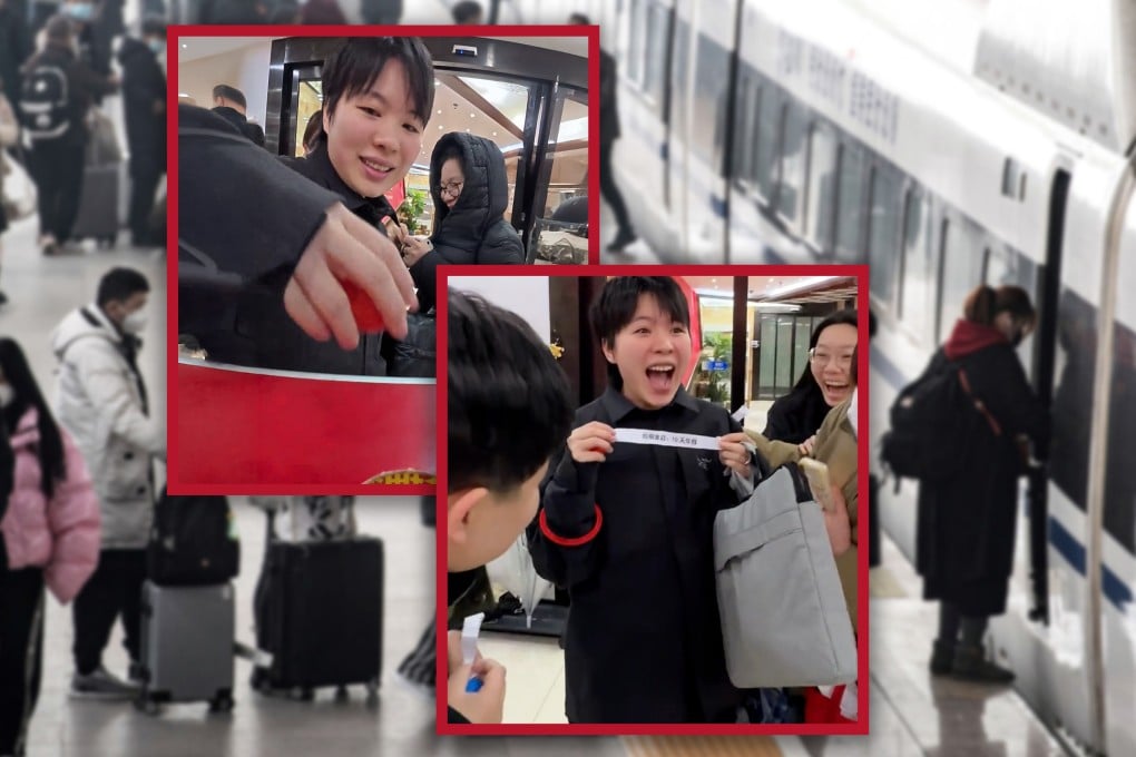 A Chinese employee has gone viral after she won a surprise 10 days paid leave on her first day back from the Spring Festival holiday. Photo: SCMP composite/Douyin/AFP