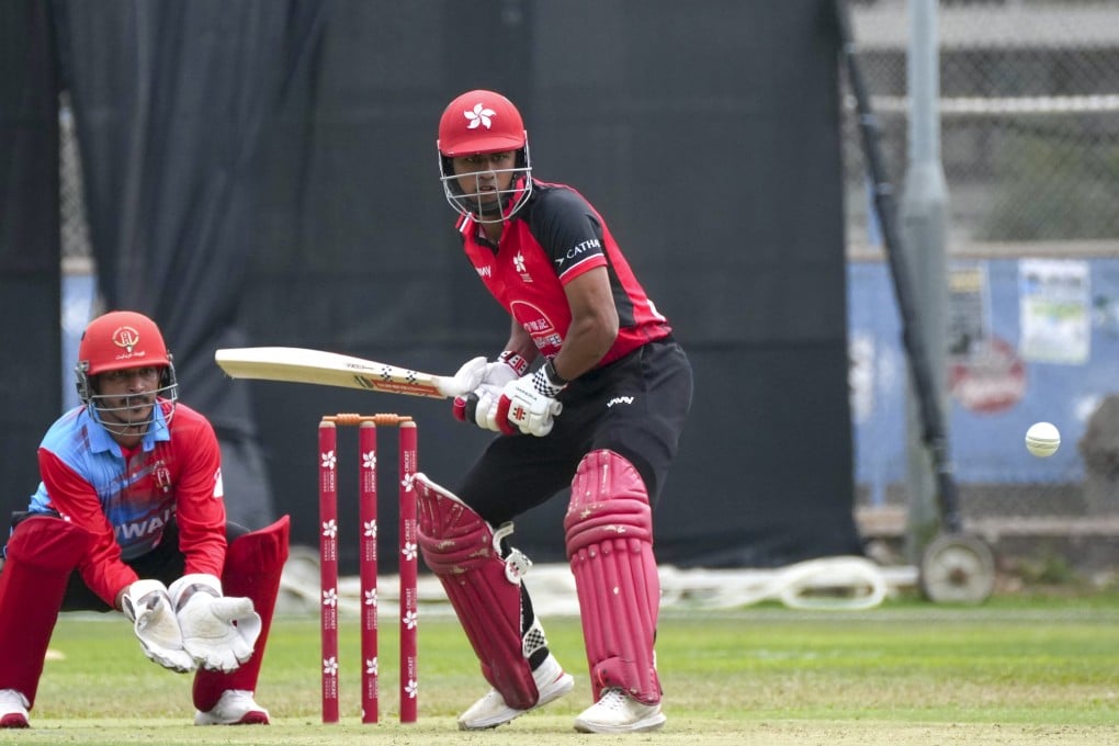 Shiv Mathur batting for Hong Kong against Kuwait at Tin Kwong Road Recreation Ground on Thursday. Photo: Karma Lo