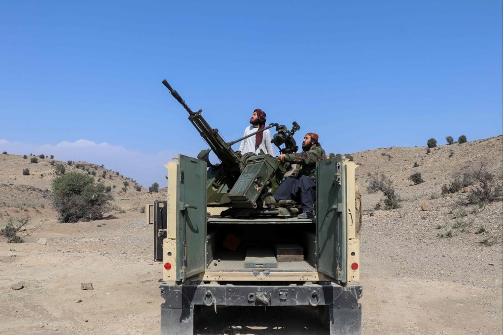 Taliban security personnel keep watch for air strikes in Khost province, Afghanistan on Friday following overnight cross-border fighting with Pakistan. Photo: AFP