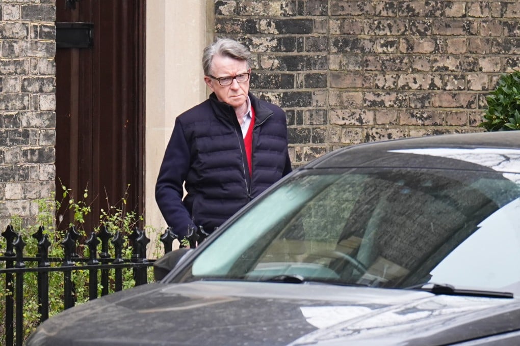 Former British ambassador to the US Peter Mandelson ouside his home in London on Thursday. Photo: PA via AP