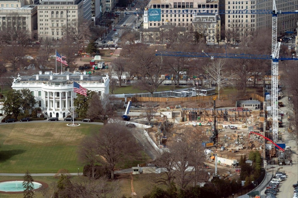 Work continues on the construction of the ballroom at the White House. Photo: AP