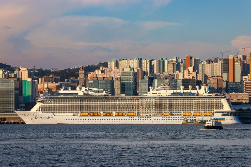 The Ovation of the Seas docks at the Kai Tak Cruise Terminal. Photo: Dickson Lee