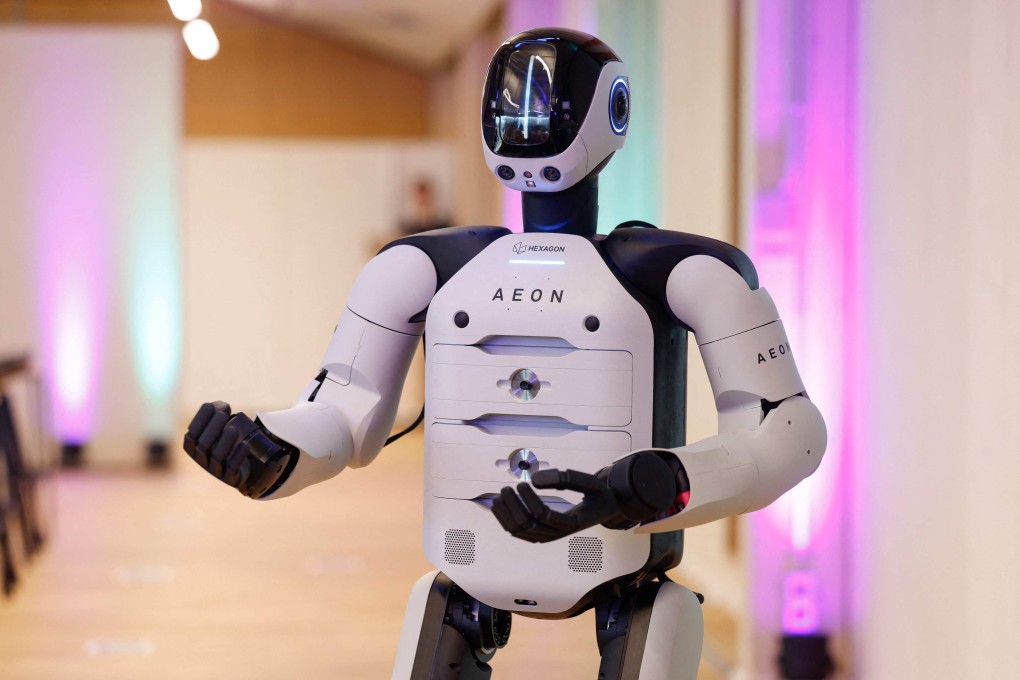 Aeon, a humanoid robot, is seen at a BMW facility in Munich, Germany, on Friday. Photo: AFP