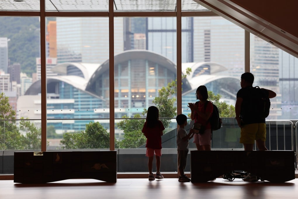 A family take a rest in the Hong Kong Museum of Art in Tsim Sha Tsui on September 19, 2025. The number of babies born in Hong Kong dropped last year after rising for two years. Photo: Jelly Tse