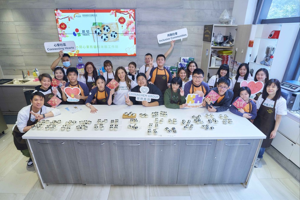 Participants decorate panda-themed mochi during the Chinachem Group and TREATS workshop for Operation Santa Claus. Photo: Wong Kin Fung