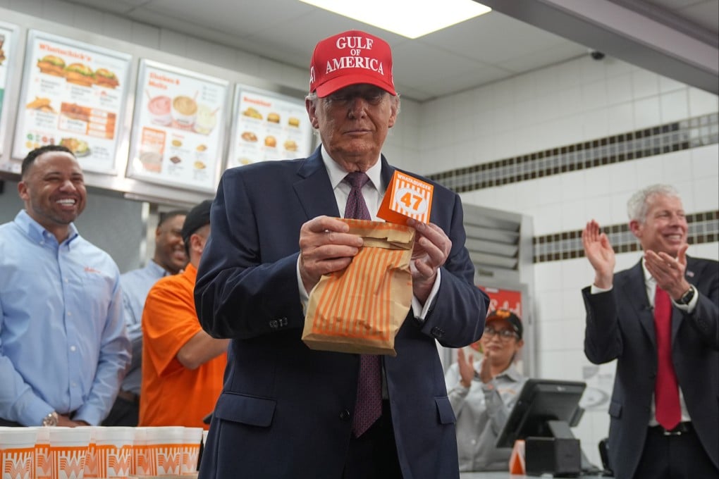 President Donald Trump visits a Whataburger restaurant in Corpus Christi, Texas, Friday, Feb. 27, 2026. (AP Photo/Matt Rourke)