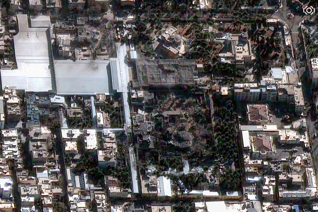 A satellite image of a destroyed residence complex belonging to slain Supreme leader Ayatollah Ali Khamenei in Tehran. Photo: Vantor via Reuters