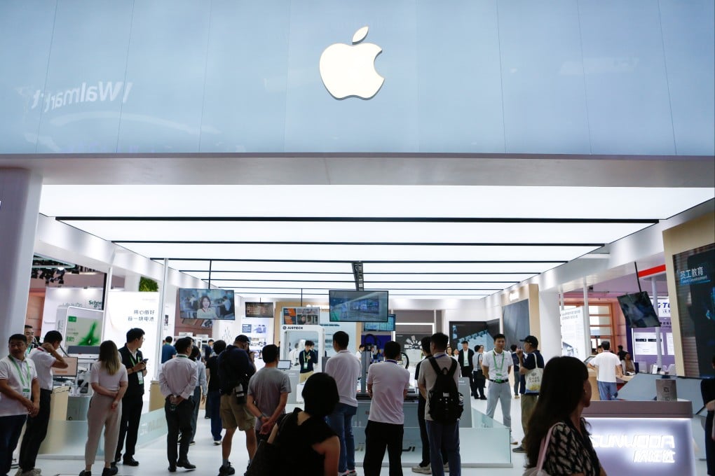 The Apple booth at the third China International Supply Chain Expo in Beijing in July 2025. Photo: Xinhua