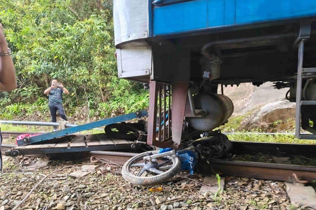 Quick-thinking villagers in Malaysia’s Sabah state sacrificed a vital motorised rail trolley to force the runaway train to stop. The train had suffered a brake failure. Photo: handout