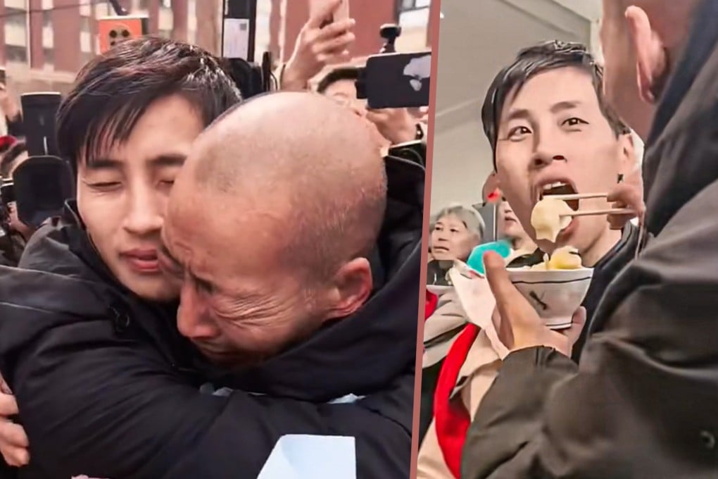 A Chinese man was recently reunited with his biological father after being lost at a railway station at the age of four before being adopted by a Canadian couple who later abandoned him. Photo: SCMP composite/Douyin