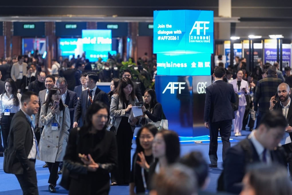 Visitors attend the 19th Asian Financial Forum at the Hong Kong Convention and Exhibition Centre in Wan Chai. Photo: Eugene Lee