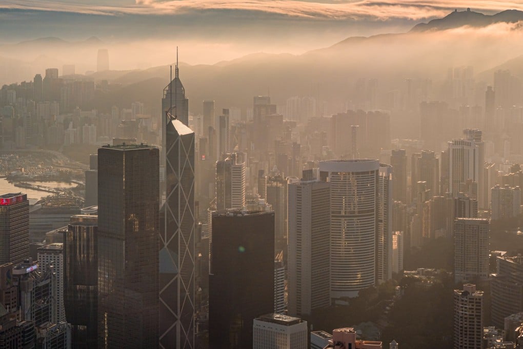 A foggy Hong Kong skyline viewed from Victoria Peak on March 3. Photo: Eugene Lee