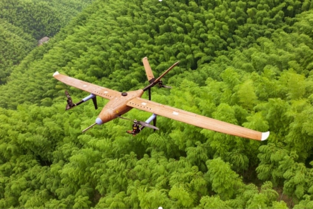 The bamboo-based unmanned aerial vehicle’s maiden flight took place in February, researchers said. Photo: Xinhua