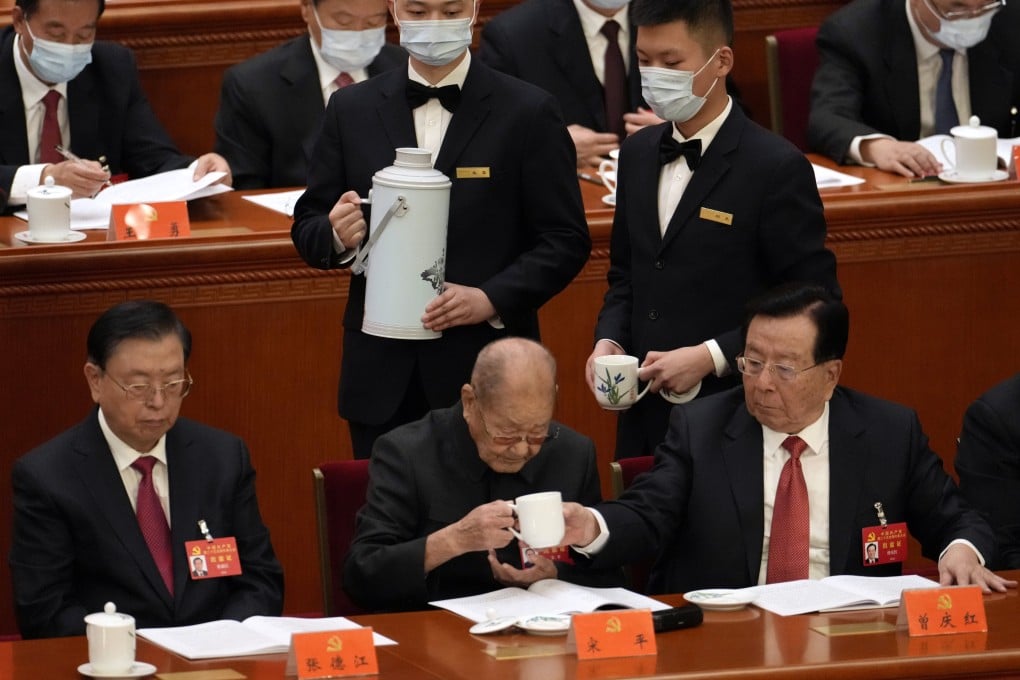 Former Standing Committee member and Community Party elder Song Ping (centre) attends the Communist Party’s national congress in Beijing in 2022. Photo: AP