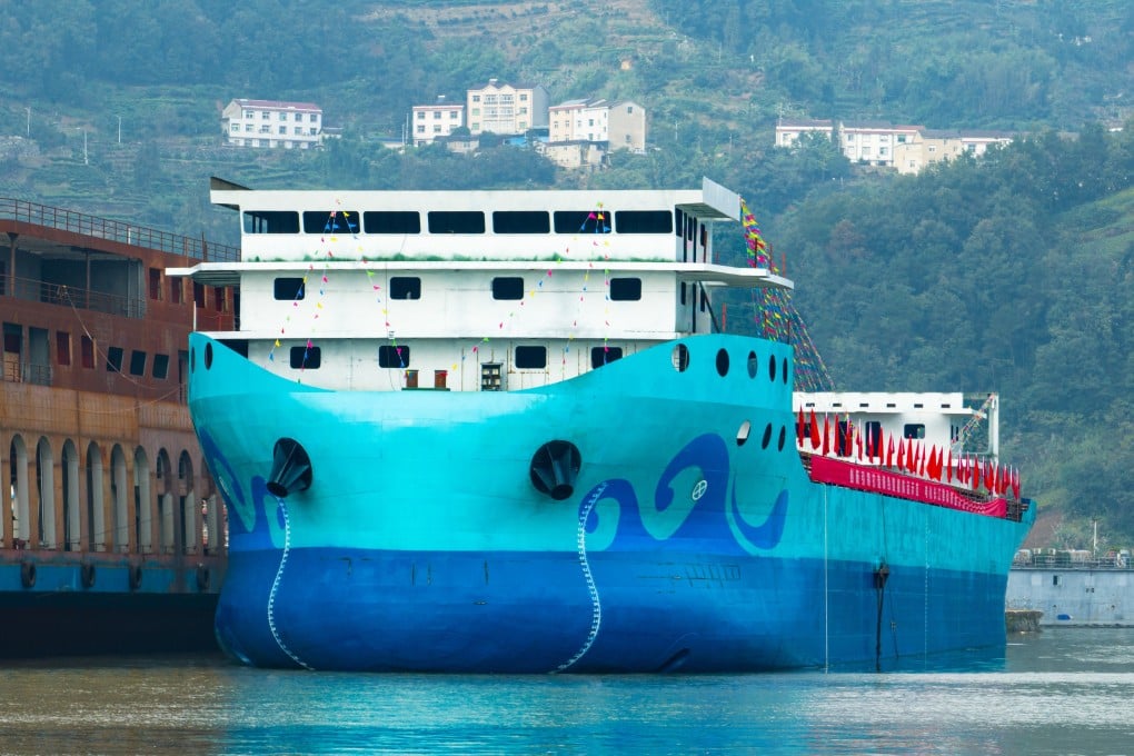 The Gezhouba, China’s biggest all-electric bulk carrier, being launched in Yichang, Hubei province, on October 23, 2025. Photo: Xinhua