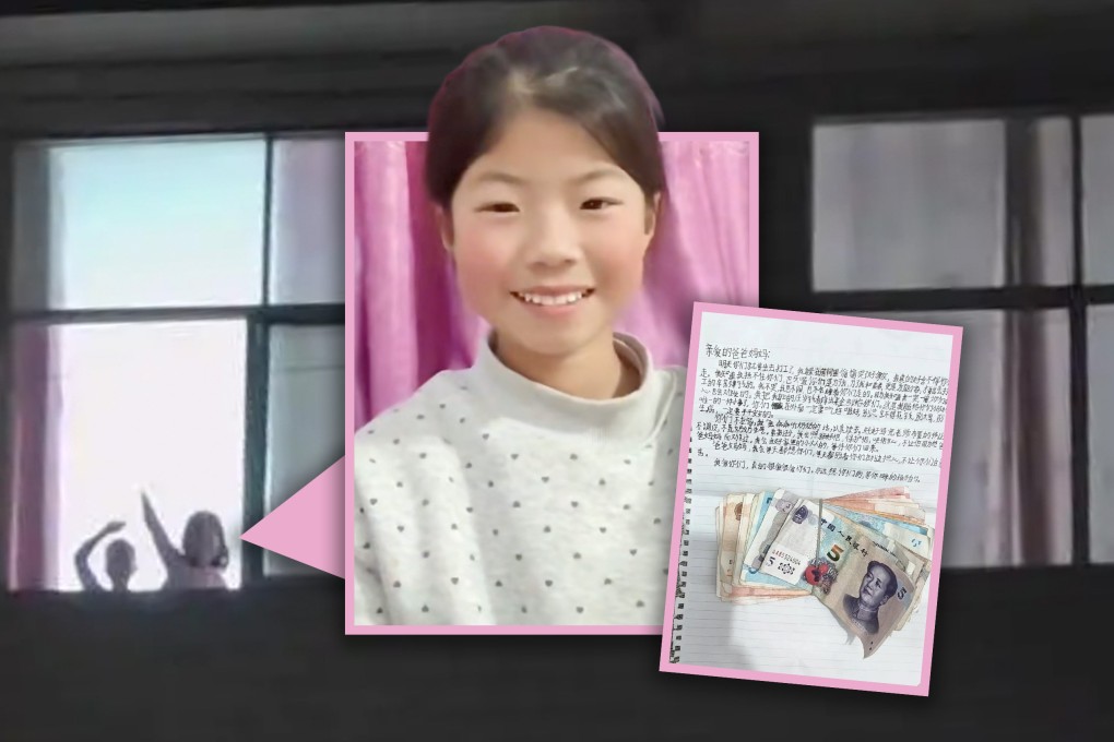 A 10-year-old girl in China has moved many people online with a farewell note to her migrant worker parents, offering them US$120 of her lai see money to treat themselves. Photo: SCMP composite/Douyin
