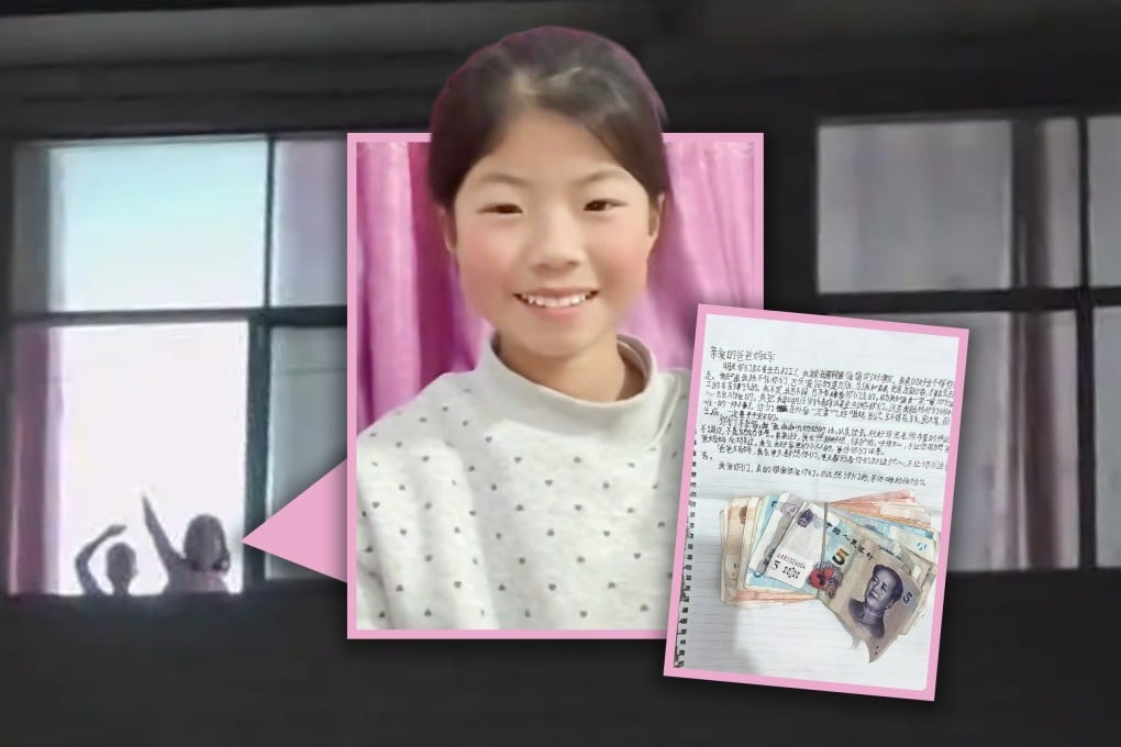 A 10-year-old girl in China has moved many people online with a farewell note to her migrant worker parents, offering them US$120 of her lai see money to treat themselves. Photo: SCMP composite/Douyin