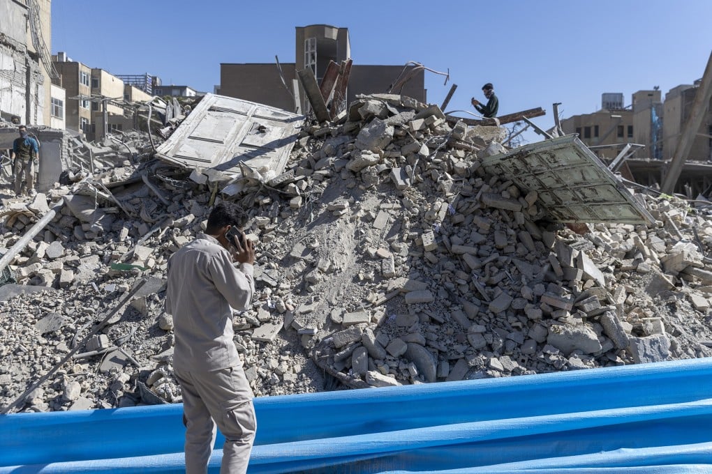 Rubble from a police station in Tehran, damaged in airstrikes on Tuesday. The US and Israel have continued their joint attack on Iran that began on Saturday. Photo: TNS