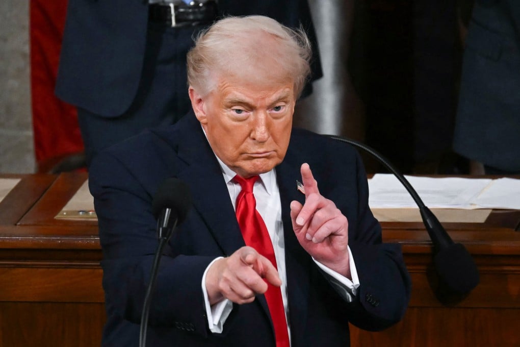 US President Donald Trump gestures as he delivers the State of the Union address in  Washington in February. Photo: TNS