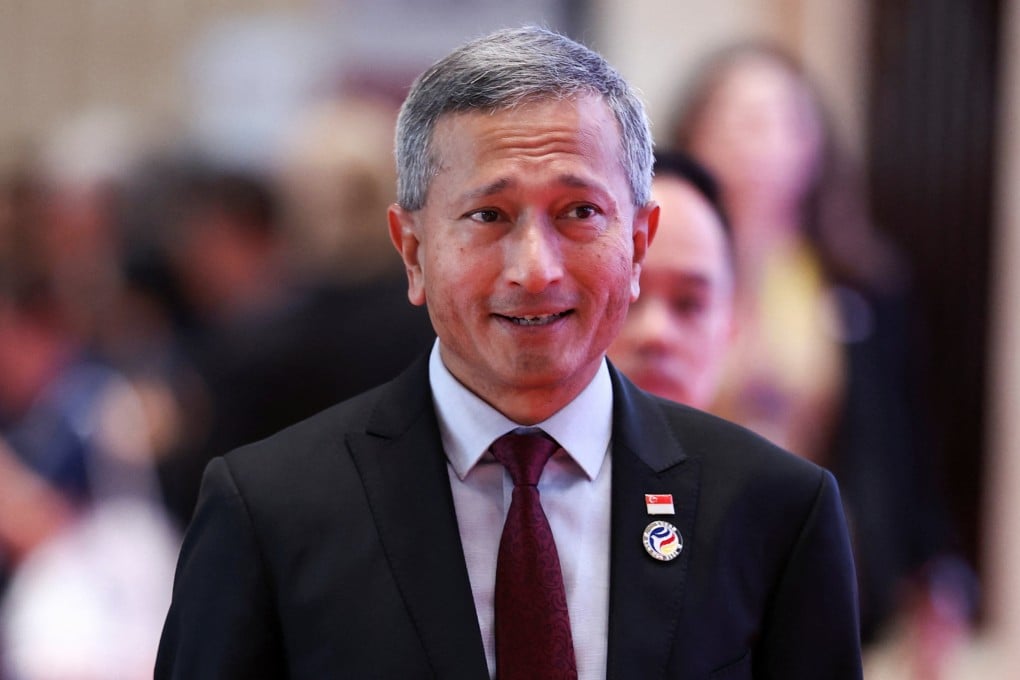 Singapore’s Foreign Minister Vivian Balakrishnan attends the 57th Asean Foreign Ministers’ Meeting in Vientiane, Laos, on July 27, 2024. Balakrishnan said in a recent interview that Singapore’s response to ongoing geopolitical tensions would be to engage all major powers constructively, widen networks among middle powers and deepen ties with immediate neighbours, among other measures. Photo: Reuters
