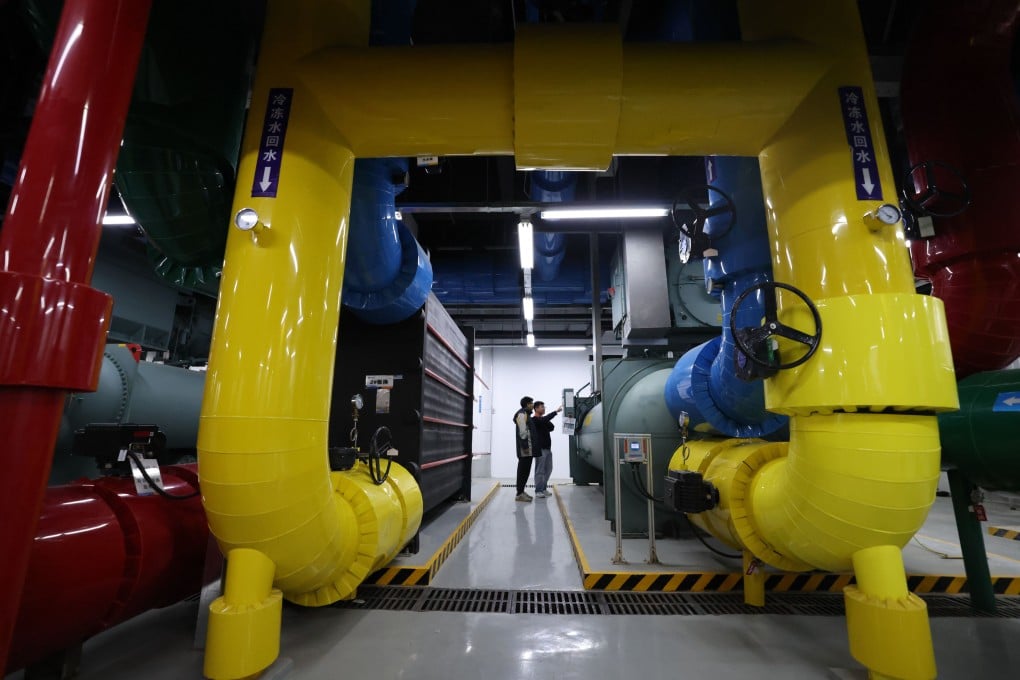 Engineers inspect the refrigeration unit of a China Telecom intelligent computing centre at the Beijing-Tianjin Industrial New City Gaocun Data Intelligence Innovation Park in Tianjin last month. Photo: Xinhua