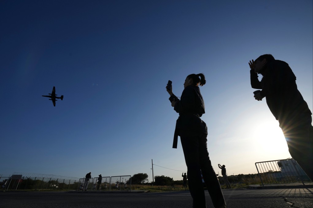 A U-2 spy aircraft lands at the UK’s RAF Akrotiri airbase, near Limassol, Cyprus on Thursday. Photo: AP