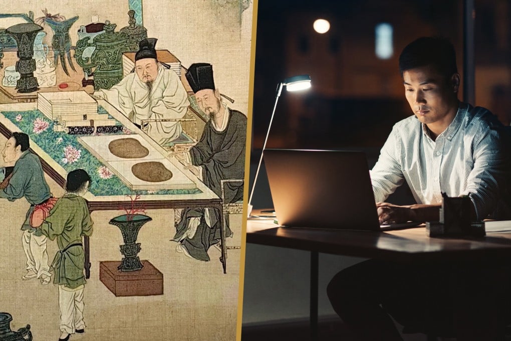 China’s so-called “996” work culture imposes immense stress, a trend rooted in history that Chinese people have long struggled with. Photo: SCMP composite/Shutterstock/Baidu