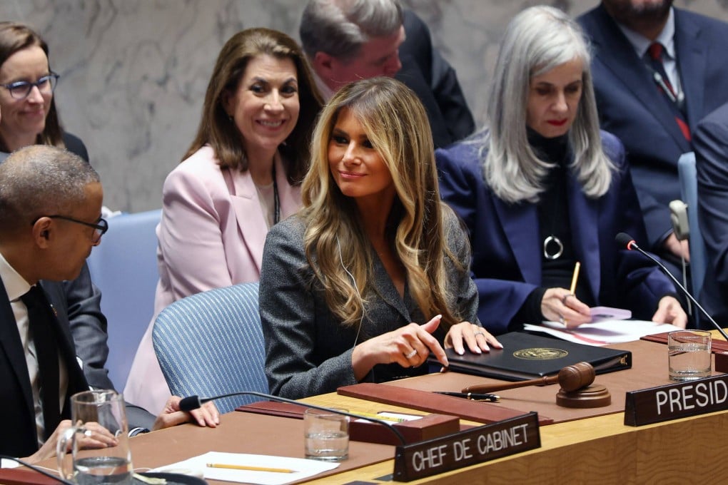 US first lady Melania Trump presides over a meeting of the UN Security Council, on March 2, in New York City. Photo: Getty Images via AFP