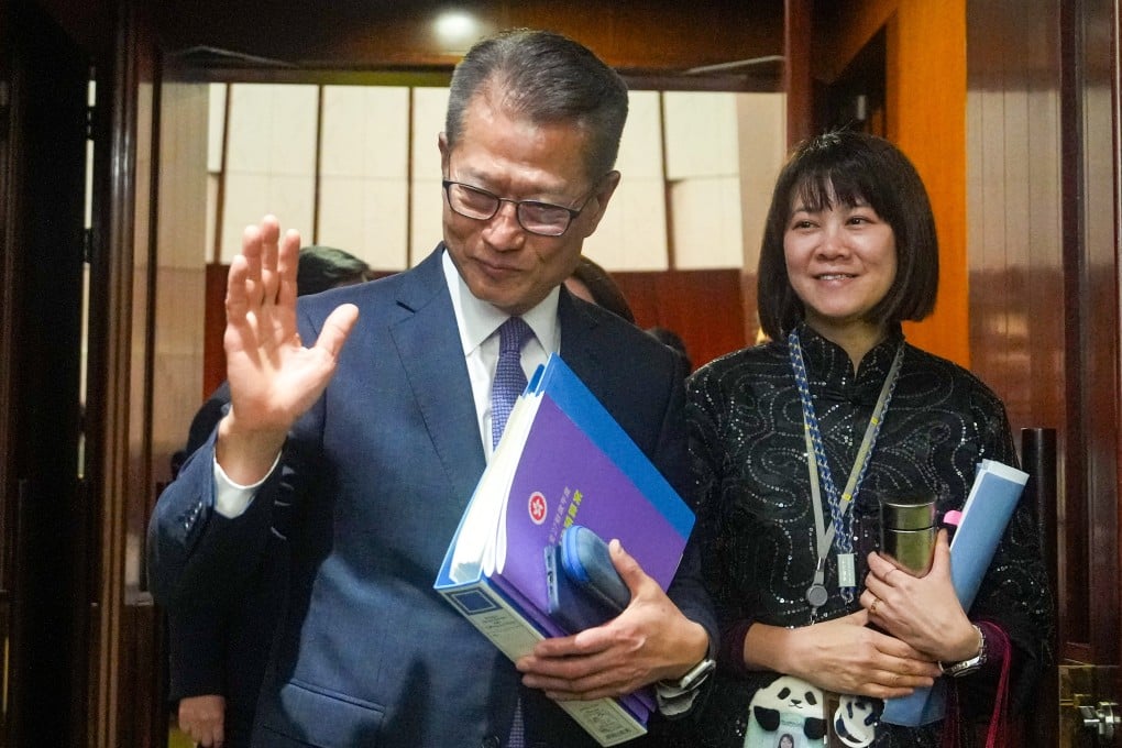 Financial Secretary Paul Chan Mo-po leaves the Legislative Council chamber after his 2026-27 budget speech on February 25. Photo: Sam Tsang