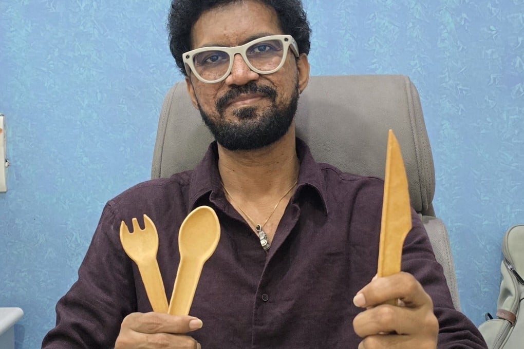 Indian entrepreneur Kruvil Patel founded the brand Trishula in 2019 to make  edible cutlery, from spoons and sporks to straws and skewers. Single-use plastic cutlery is a huge driver of the microplastics in our environment. Photo: Trishula