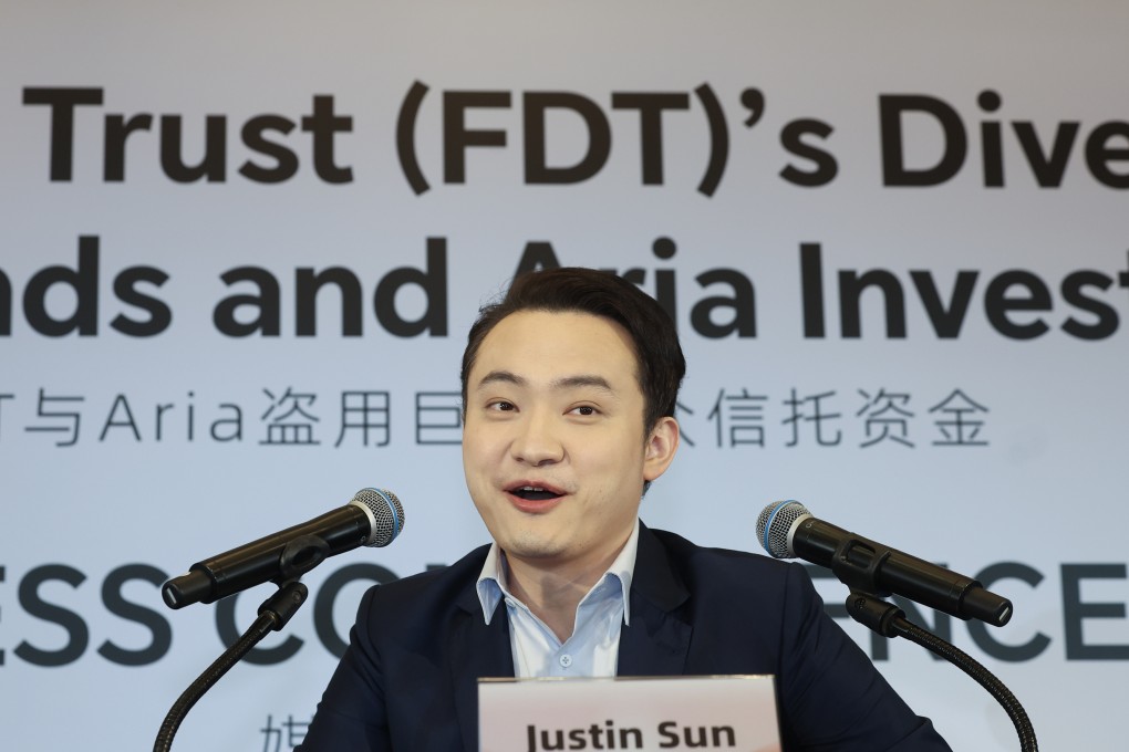 Cryptocurrency mogul Justin Sun attends a press conference in Hong Kong in April 2025. Photo: Edmond So