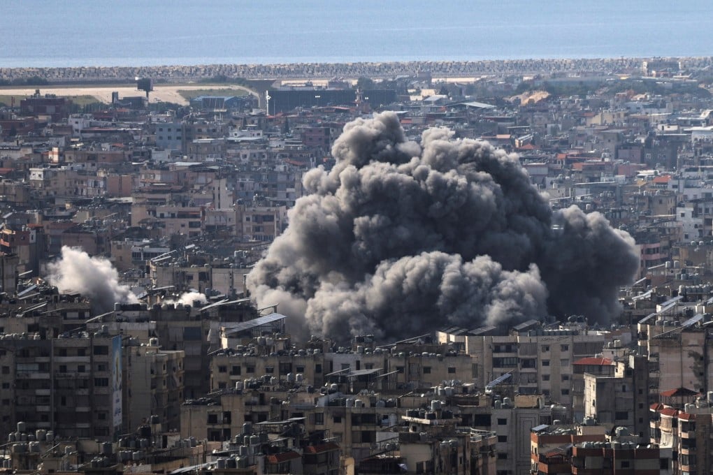 Smoke rises after an Israeli strike on Beirut’s southern suburbs on Friday. Photo: Reuters