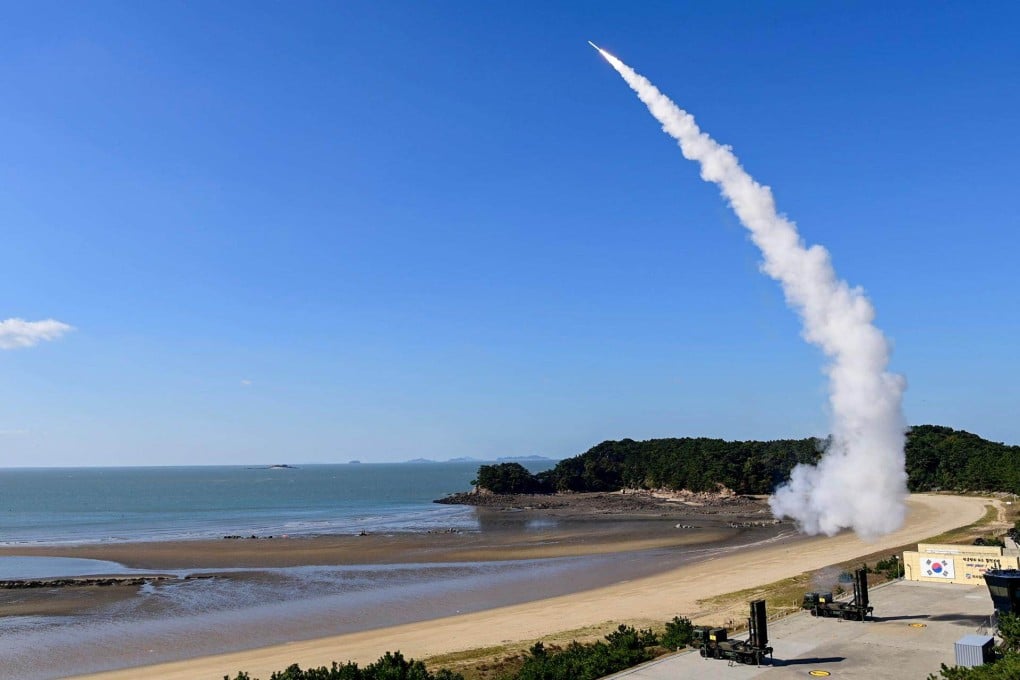 A Cheongung-II surface-to-air missile is launched towards a simulated target during a drill in the Yellow Sea area in 2024. Photo: South Korea’s Joint Chiefs of Staff