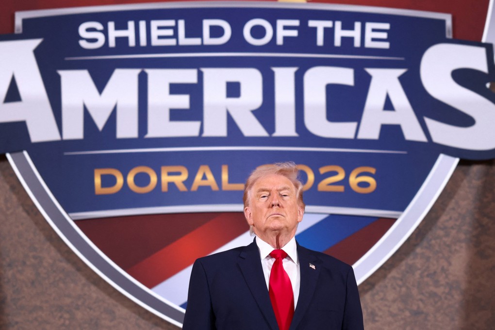 US President Donald Trump attends the “Shield of the Americas” summit in Miami, Florida, on Saturday. Photo: Reuters
