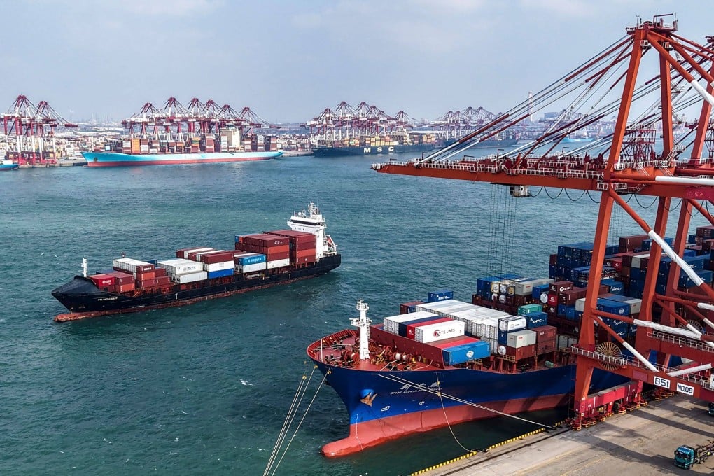 Container ships are seen at Qingdao port in eastern China. Europe remains the last reasonably open advanced market where China can sell industrial and hi-tech goods. Photo: AFP