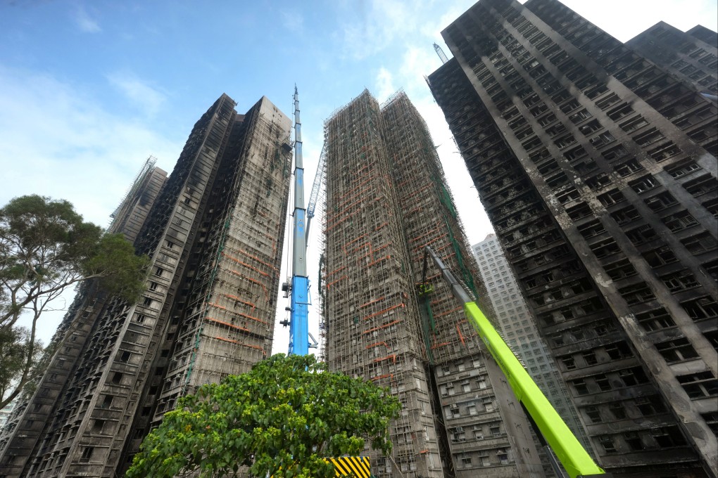 The reinforcement work is  mainly focused on flats that were severely damaged in the blaze. Photo: Jelly Tse