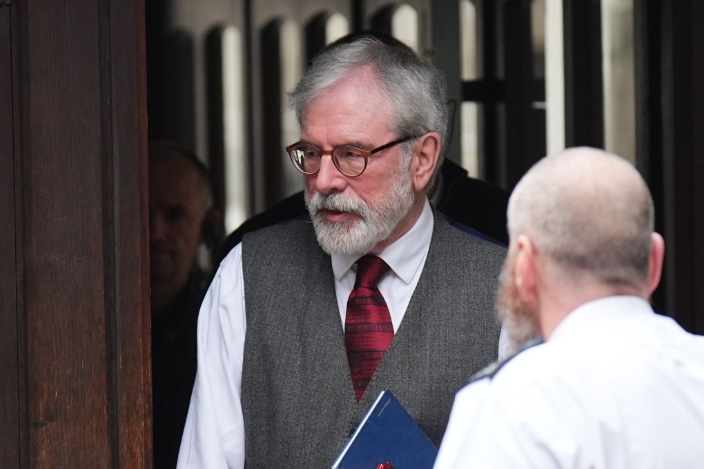 Former Sinn Fein president Gerry Adams arrives on Monday at the Royal Courts of Justice in London, where a civil claim is being brought against him. Photo: via AP