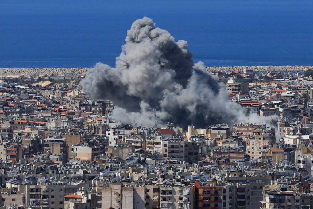 An Israeli strike on Beirut’s southern suburbs on Monday. Photo: Reuters