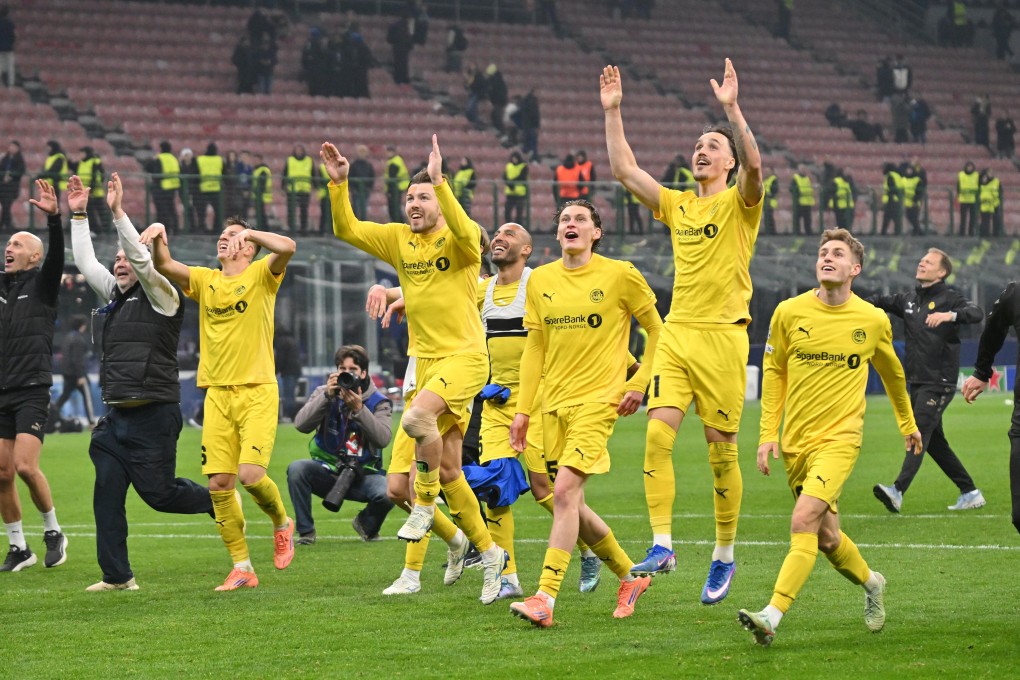 Bodo Glimt’s players celebrate after beating Italy’s Inter Milan in Milan in the previous round of the Uefa Champions League. Photo: Xinhua