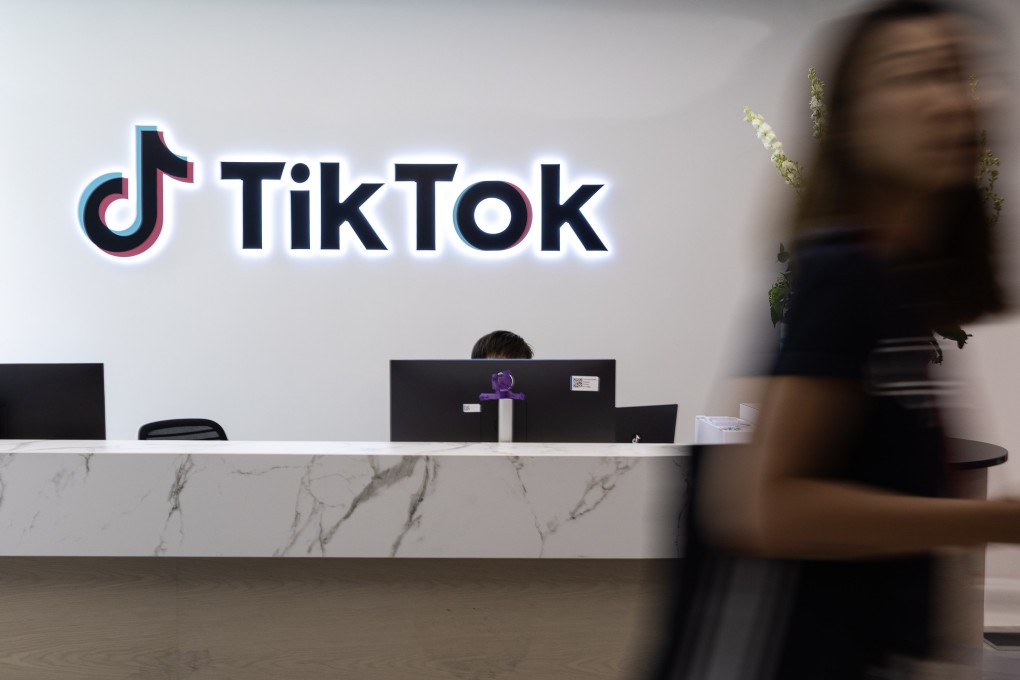 A staff member walks past the reception counter at the TikTok office in Singapore in August 2023. Photo: EPA-EFE