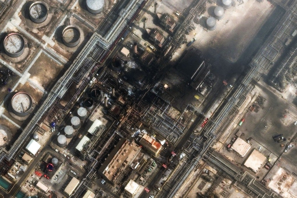 A satellite image shows the damage sustained at Saudi Arabia’s Ras Tanura oil refinery after a drone attack on March 2. Photo: Vantor/AP