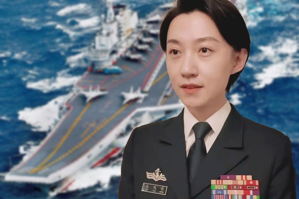 Zhu Yuemeng, 36, is the only female senior officer on China’s Liaoning aircraft carrier. Photo: SCMP composite/Baidu/Sohu